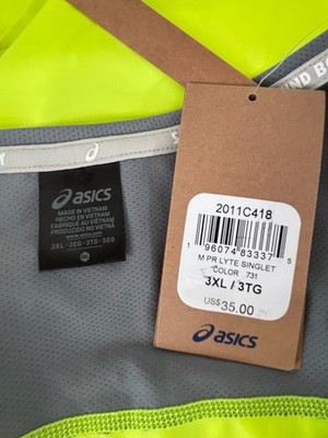 A ASICS® Men's 3XL PR Lyted Singlet Tank in Safety Yellow/Sheet Rock