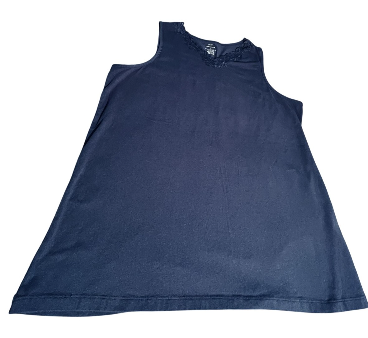 Tank Top Womens 2X Navy Blue Layer Your Look Lace Trim Stretch Plus Casual Layer-image
