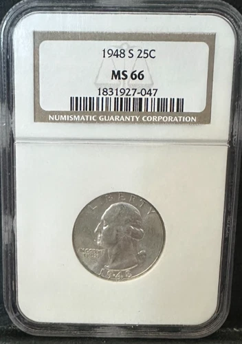 1948-S 25C Silver Washington Quarter - NGC MS66
