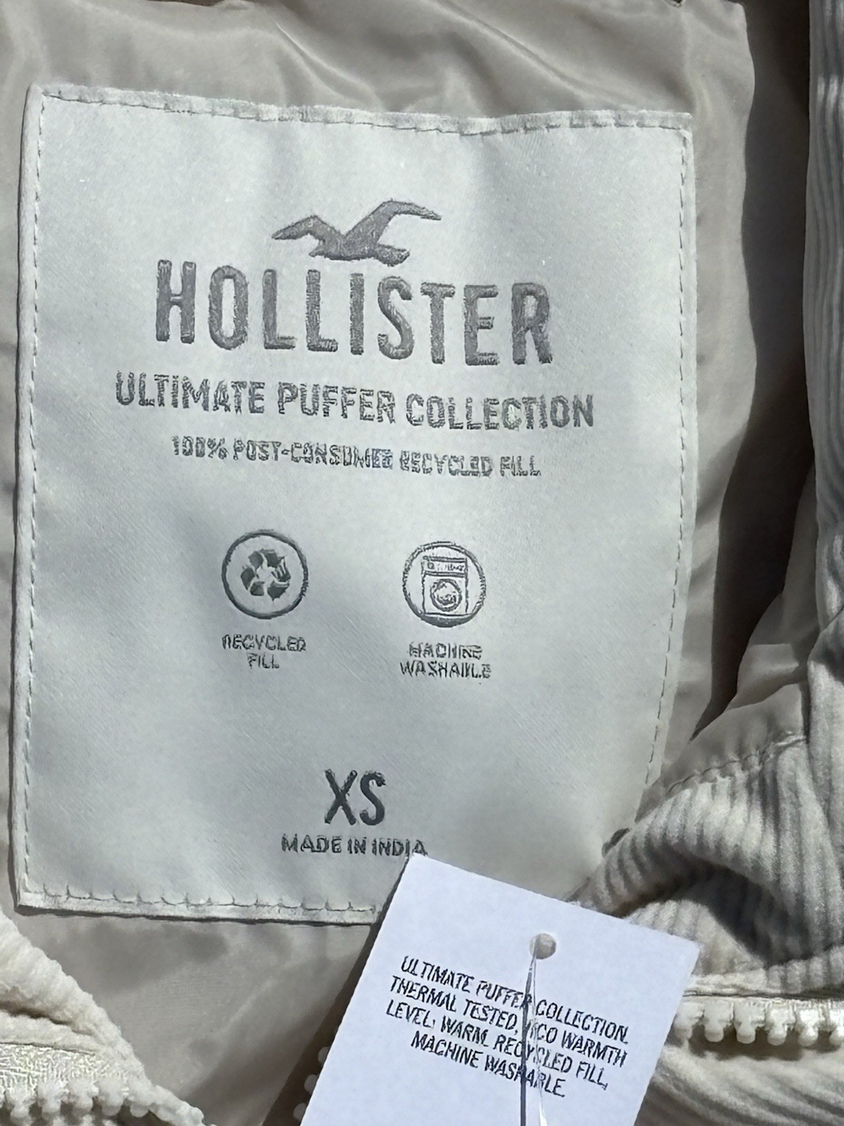 Hollister Womens Cropped Corduroy Vest XS Light Beige Quilted Zip NWT Layering