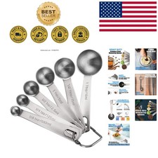 Stainless Steel Measuring Spoons Set of 6 - Elegant Safe Cooking