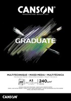 Canson Studienblock Graduate Mixed Media Schwarz Din A3 20 Blatt