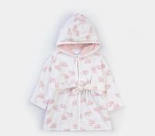 Carter  s Baby Hoodie Robe Pink  White Sheep Lamb  Stripes Belt Tie 0-9 Months