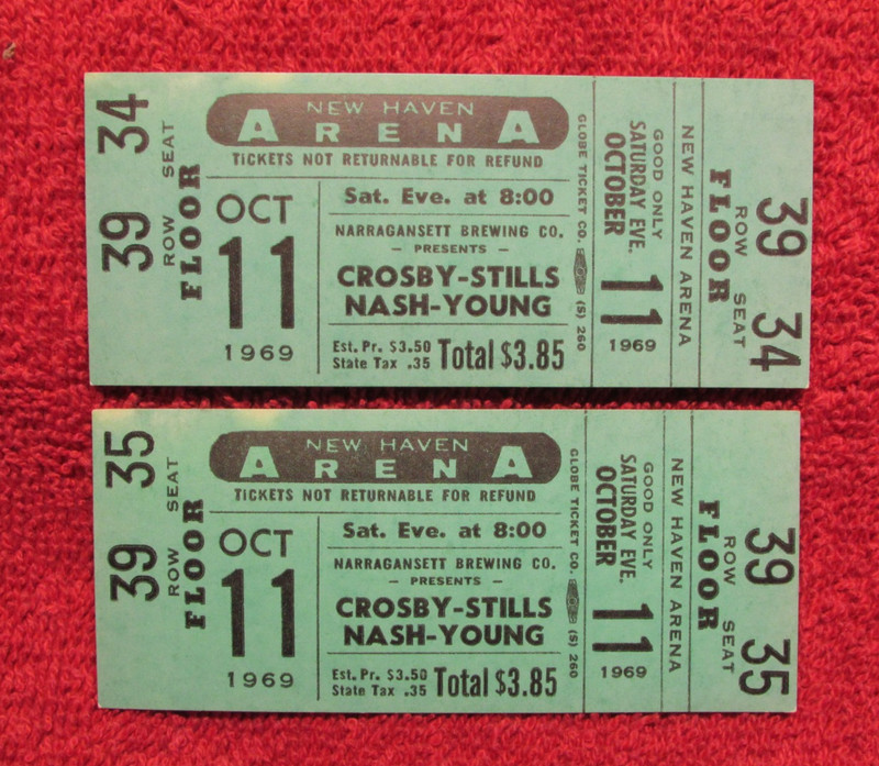 Crosby Stills Nash and Young, Concert that never was. Tickets New Haven Arena