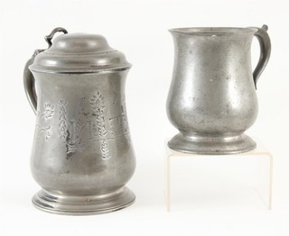 1781 Antique 18thC John Townsend Pewter Tulip Flagon Tankard Inscribe Fish