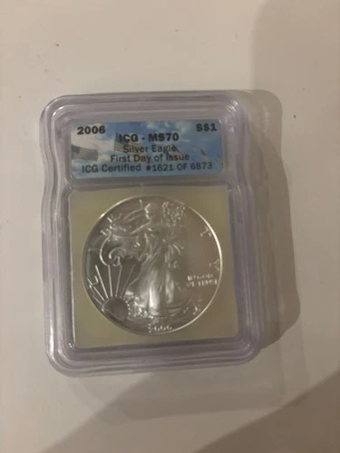 2006 $1 American Silver Eagle Dollar ICG MS70