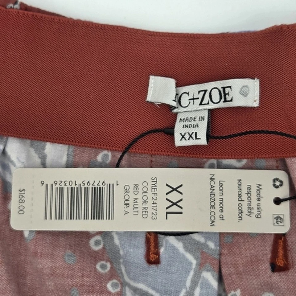 Maxi Falda Nic + Zoe Hojas de Otoño para Mujer Talla XXL Estampado de Hojas Azules Boho Campesino Foto 4 de 4