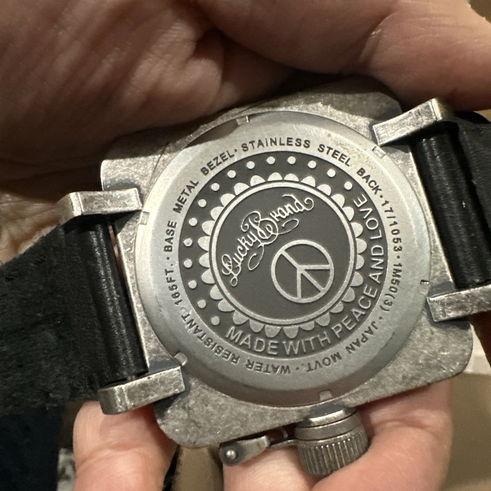 Reloj Hombre Working Lucky Brand Peace 165 Cuadrado Acero Gran Tamaño 52mm Ajuste 8.25 Run Foto 4 de 4