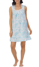 *SALE* Nwt $70 Eileen West  White/Aqua 100% COTTON LAWN 36" Nightgown Chemise M