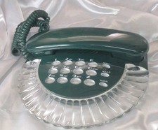 Vintage Columbia Landline Clear Clam Shell Phone Dark Green Telephone Untested