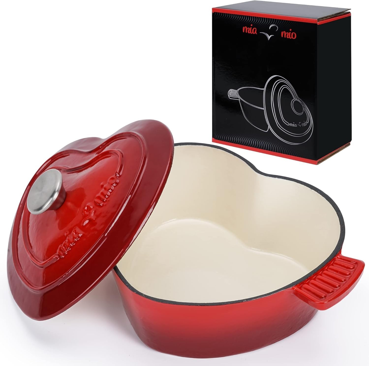 Enameled Cast Iron Heart-Shaped Dutch Oven 3.2-Quart
