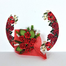 Miniature Dollhouse Red Roses Florist Bouquet Mini Baby's Breath 1:12  Greens