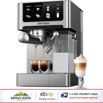 Compact Espresso Machine with Touchscreen and Removable Drip Tray for Easy Use