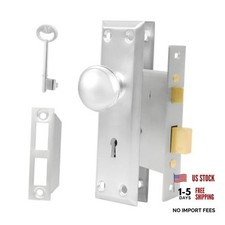 Vintage Door Knob with Lock for Interior Mortise Lock 1 Pack Brushed Nickel