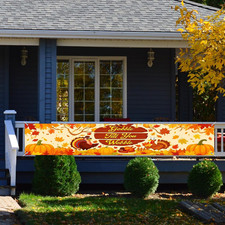 Thanksgiving Banner 118 X 20 Inch Gobble Till You Wobble Turkey