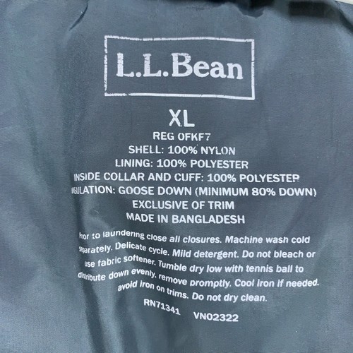 LL BEAN Down Puffer Jacket Men's XL Regular Blue Insulated Full Zip Pocket 0FKF7 - Picture 4 of 10