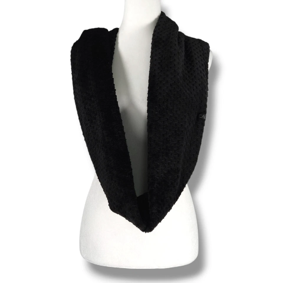 EUC Calvin Klein искусственного меха Infinity петля шеи подогреватель надежном Snood шарф черный - Изображение 3 из 4