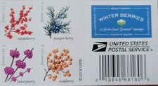 20 FOREVER FIRST CLASS LETTER STAMPS WINTER BERRIES MNH 2019 BOOK PANE