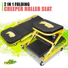 40" 330lbs Z Shaped Yellow 2-in-1 Car Creeper Seat Rolling Chair Mechanic Tools