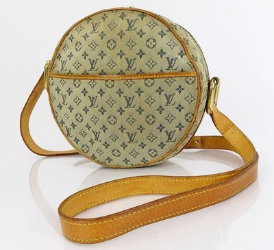 Louis Vuitton ジャンヌGMショルダーバッグ Authentic LOUIS VUITTON Jeanne GM Blue Mini Lin Canvas Round