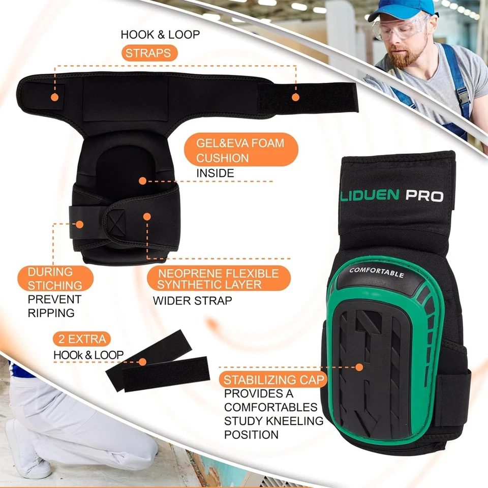 Rodilleras LIDUEN PRO para Trabajo, Construcción, Jardinería, Limpieza, Pisos y Foto 3 de 4