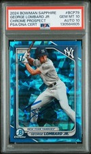 2024 Bowman Chrome Sapphire Signed George Lombard Jr Autographed Card PSA 10/10