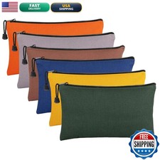 ANPHSIN 6 Pack Canvas Tool Bags Pouches - 11.2''x 7'' Heavy Duty Zipper Pouch