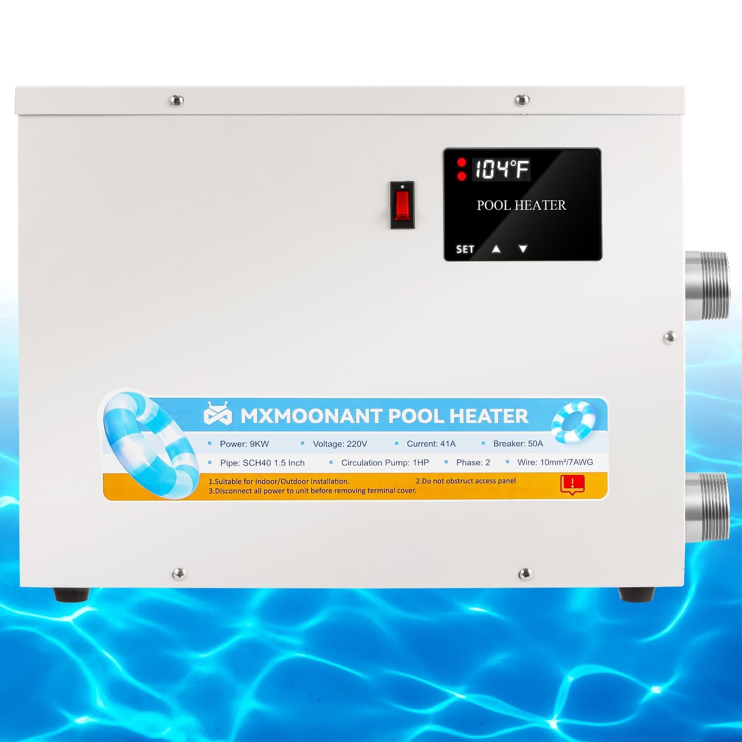 Pool Heater 9KW 220V, Electric Swimming Pool Heaters Hot Tub Water Thermostat...