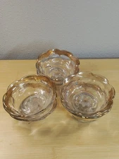 Vintage 6 PC Glass Gold Trim Scalloped Set Ice cream Desert Bowl