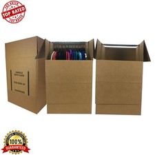 3 Pack Large Moving Boxes Corrugated Wardrobe 24"X24"X40" W/ Metal Hanging Bars