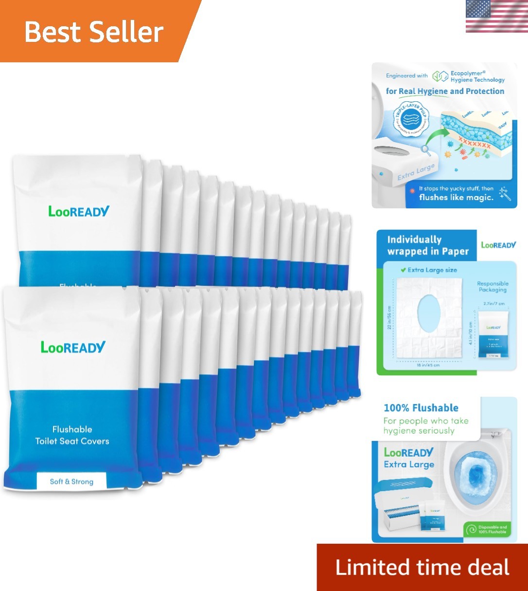 Covers Disposable Flushable Large 18x22 Extra Thick 30 Pack