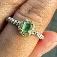 925 Sterling Silver Ring 4x3mm Green Natural Emerald Gemstone Women Jewelry Gift