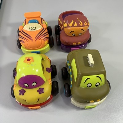 Battat Just B You Soft Car Pull Back Toddler Toy Cars Lot Of 4 Trucks Cars
