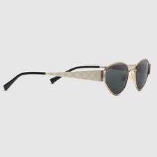 Gucci GG1853S 55mm Light Gold Sunglasses   Metal Oval Frame   Authentic