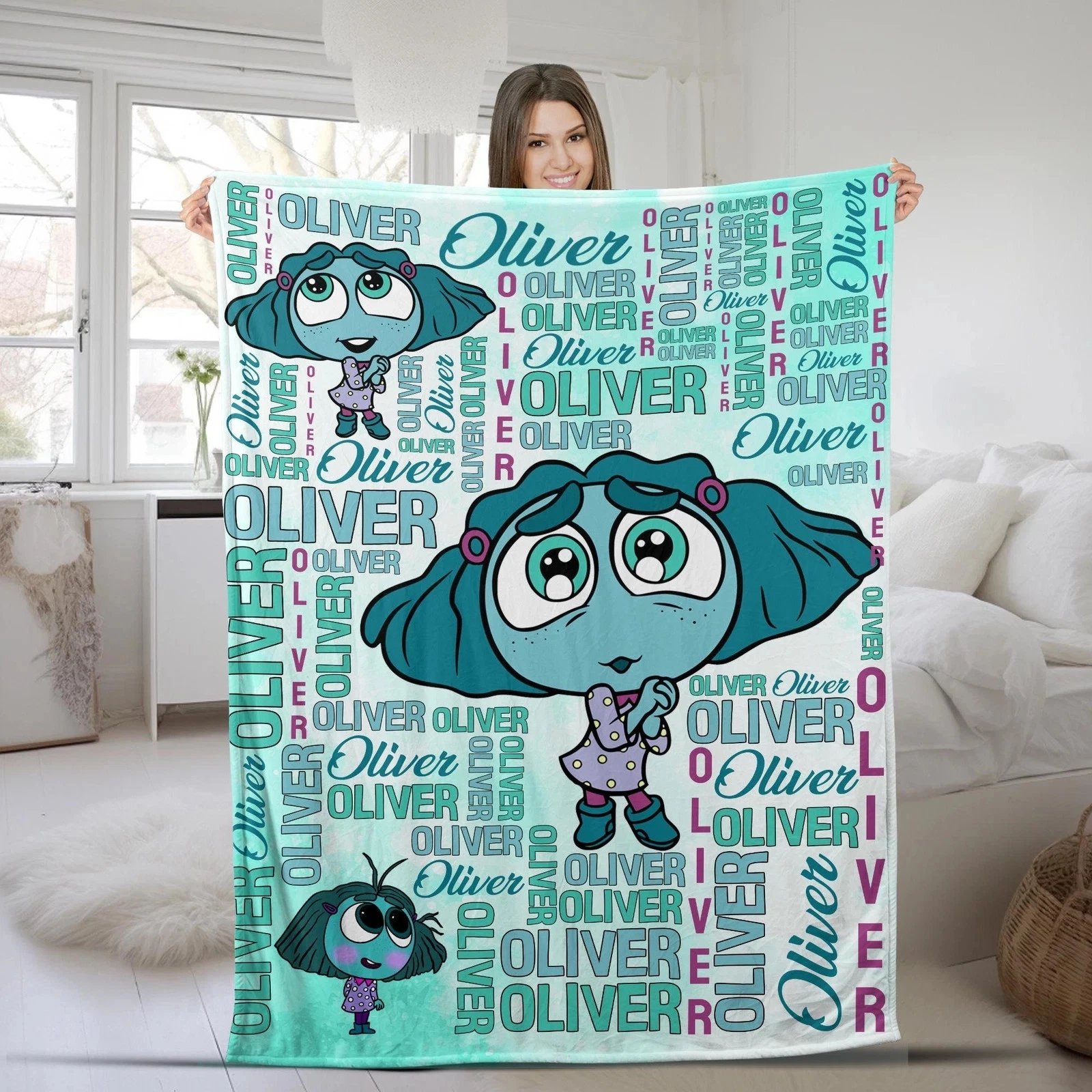 Personalized Disney Pixar Envy Inside Out Fleece Blanket