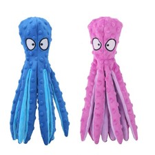 Dog Squeaky Toys Octopus No Stuffing Crinkle Plush Dog Toys for Puppy Teethi...