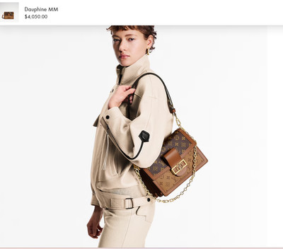 Louis Vuitton Dauphine Shoulder Bag MM Brown Canvas NEW