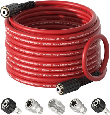 #ad 1 4quot;*50FT Pressure Washer HoseKink Free with M22 14mm 1 4quot;x50FT Red $57.11