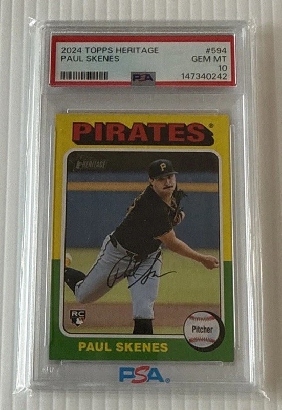 Topps 2024 Heritage High Number #594 Paul Skenes RC Pirates PSA 10 GEM MINT