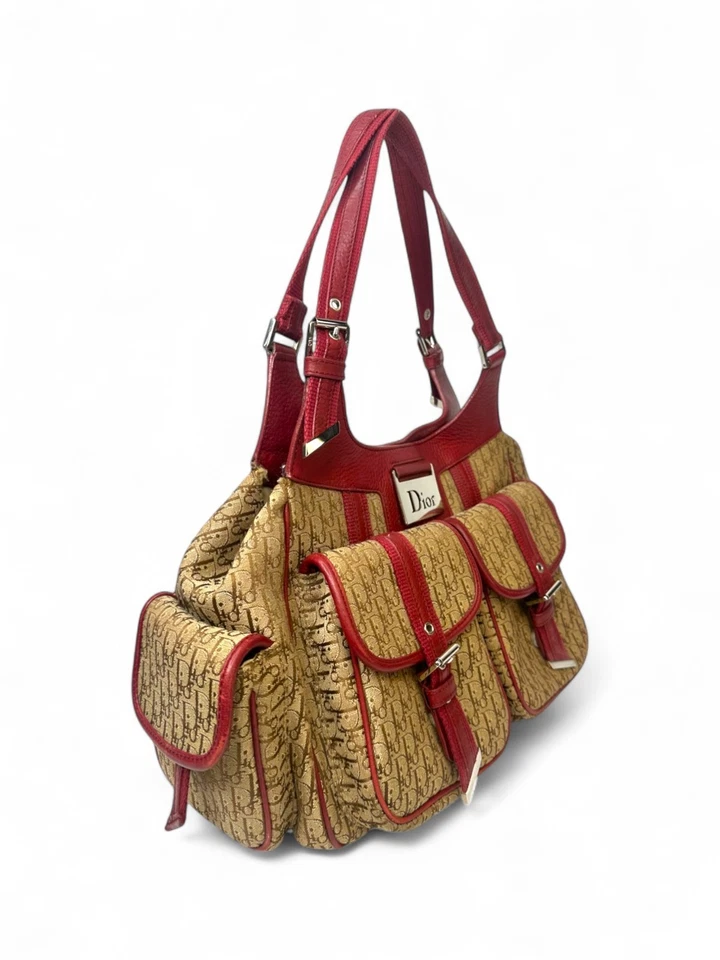 Christian Dior Vintage Y2K Trotter Street Chic Pocket Hobo Diorissimo Canvas Bag - Image 3 of 4