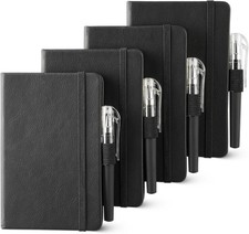 4 Pack Small Notebook Pocket Notebook, A6 Mini Leather Hardcover Journal, 3.7" X