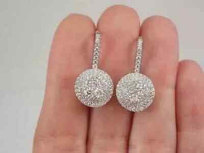 1.50Ct Lab Created Round Diamond Drop & Dangle Earrings 14K White Gold Finish