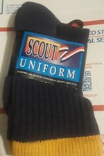 VTG NOS 1996 BOY SCOUTS BSA SOCKS Scout Uniform HTF RARE Blue/ Yellow Top Medium