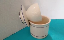 Ceramic Blue Striped Butter Bell Crock