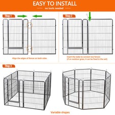 Dog Playpen Pet Barrier Cat Puppy Playpen Indoor Outdoor 40" 8 Panels w/ Doors