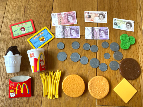 McDonalds Vintage 2004 Cash Register Lights Sounds Playset + Toy Accessories - Photo 11/17
