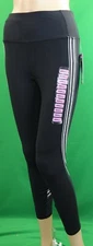 NEW Active Life black with white stripe & mesh cropped Leggings,Women's Size S