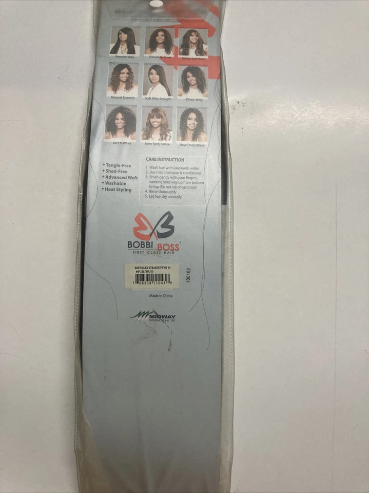 2 X  Bobbi Boss 100% Human Hair for Weaving Soft Silky Straight 14" Color1B/BUR - Image 4 of 4