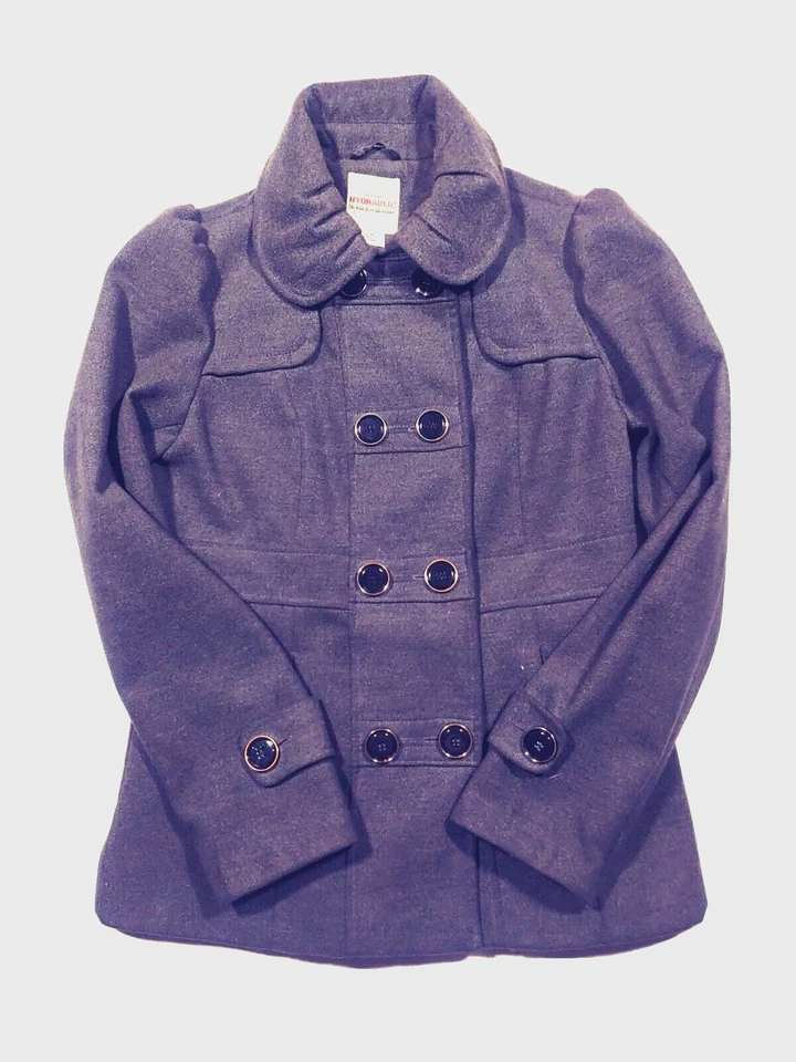 Hydraulic Pea Coat Womens Medium Gray Jacket Mid Length Pockets Button Down Size - Image 2 of 4