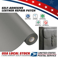 Premium Grey Self-Adhesive Vinyl Leather Repair patch For Car Seats Sofa more
